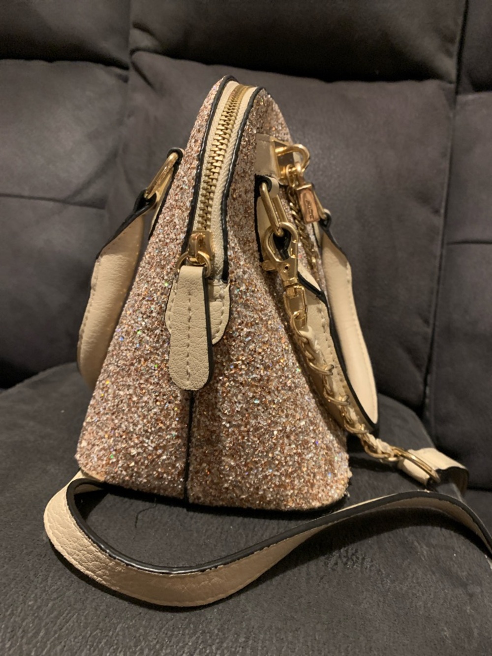 Aldo Glitter Dome Mini Bag in Beige with Gold Hardware - Picture 5 of 8